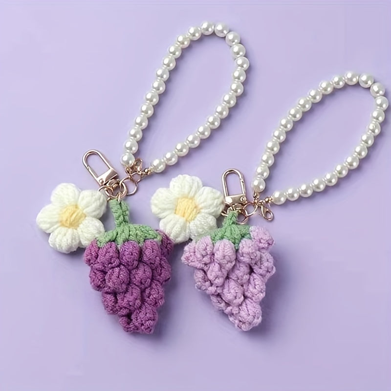 Creative Fruit Key Chain for Girls Hand Woven Accessory for Backpack Purse Car