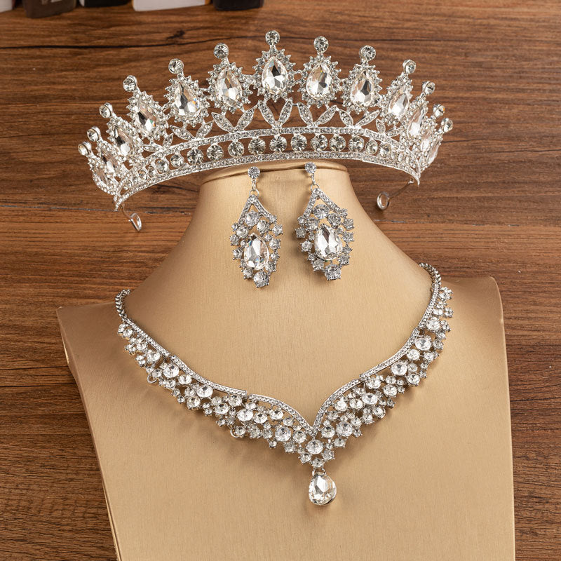 Crystal Rhinestone Bridal Tiaras And Crown Set For Women Queen Princess