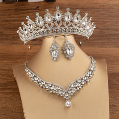 Crystal Rhinestone Bridal Tiaras And Crown Set For Women Queen Princess