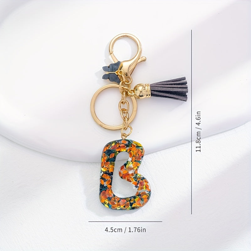 Sequin Alphabet Keychain For Girls Resin Drop Glue Pendant Bags Ornaments
