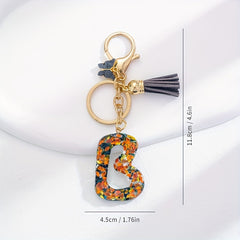 Sequin Alphabet Keychain For Girls Resin Drop Glue Pendant Bags Ornaments