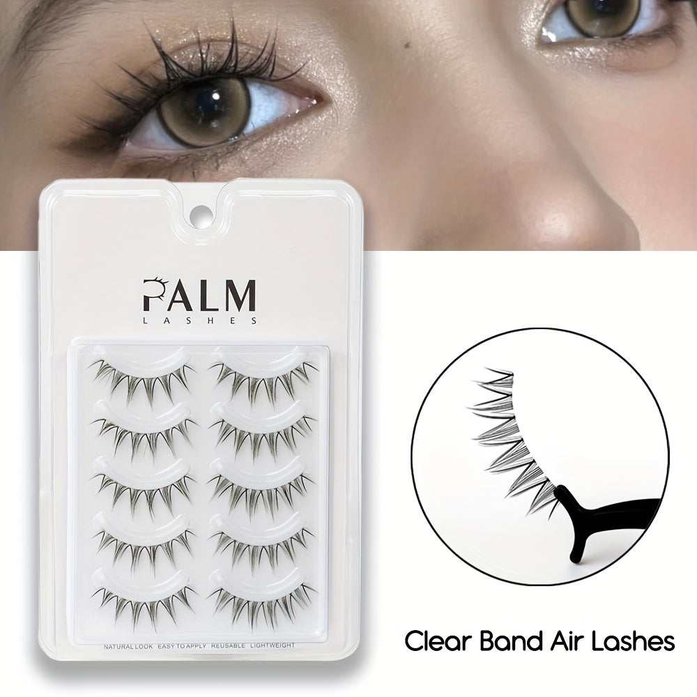 Wispy Manga False Eyelashes Clear Band Short Lashes TS13