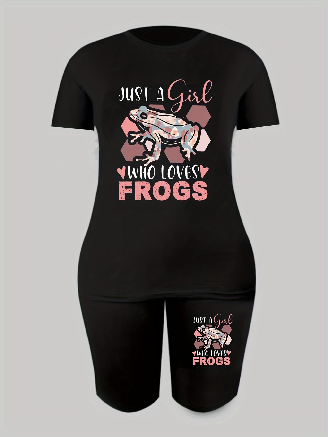 Women's Frogs Graphic Short Sleeve T-Shirt & Shorts Set