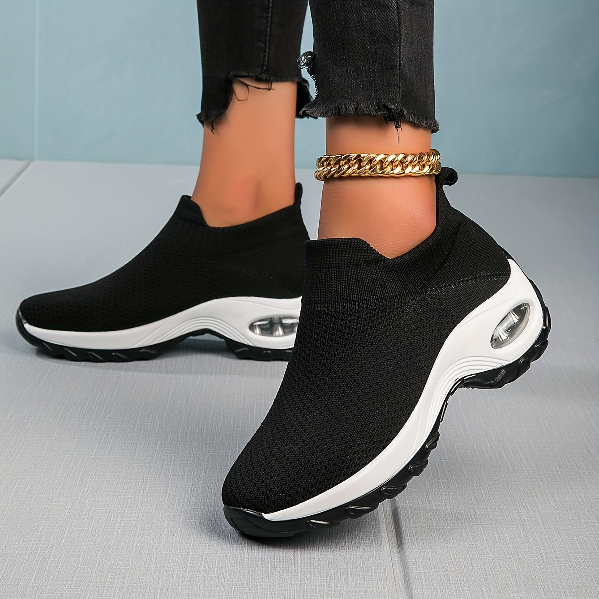 Women's Chunky Sneakers Slip On Air Cushion Shoes Lightweight