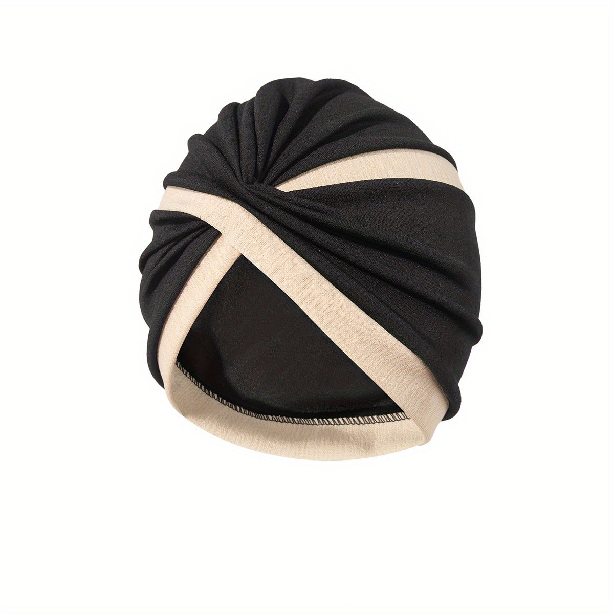 Knotted Pleated Turban Block Head Wrap Women Bandana Elastic Beanie Chemo Cap