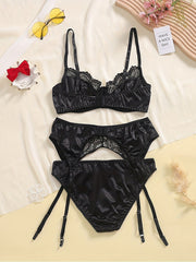 Sultry Lace Lingerie Set Unlined Bra & Bikini Panties