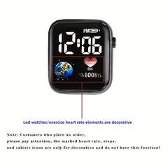 Square Watch Earth LED Student Electronic Watch