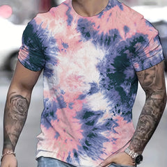 Men's Tie Dye Sports T-shirt Round Neck Tee Shirt