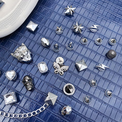 27pcs Punk Rhinestones & Skull Shoe Charms For Clogs Garden Shoes DIY