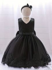 Bowknot Sleeveless Lace Princess Dress for Babies Toddlers