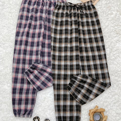 Colorblock Plaid Sleep Bottoms Women's Sleepwear