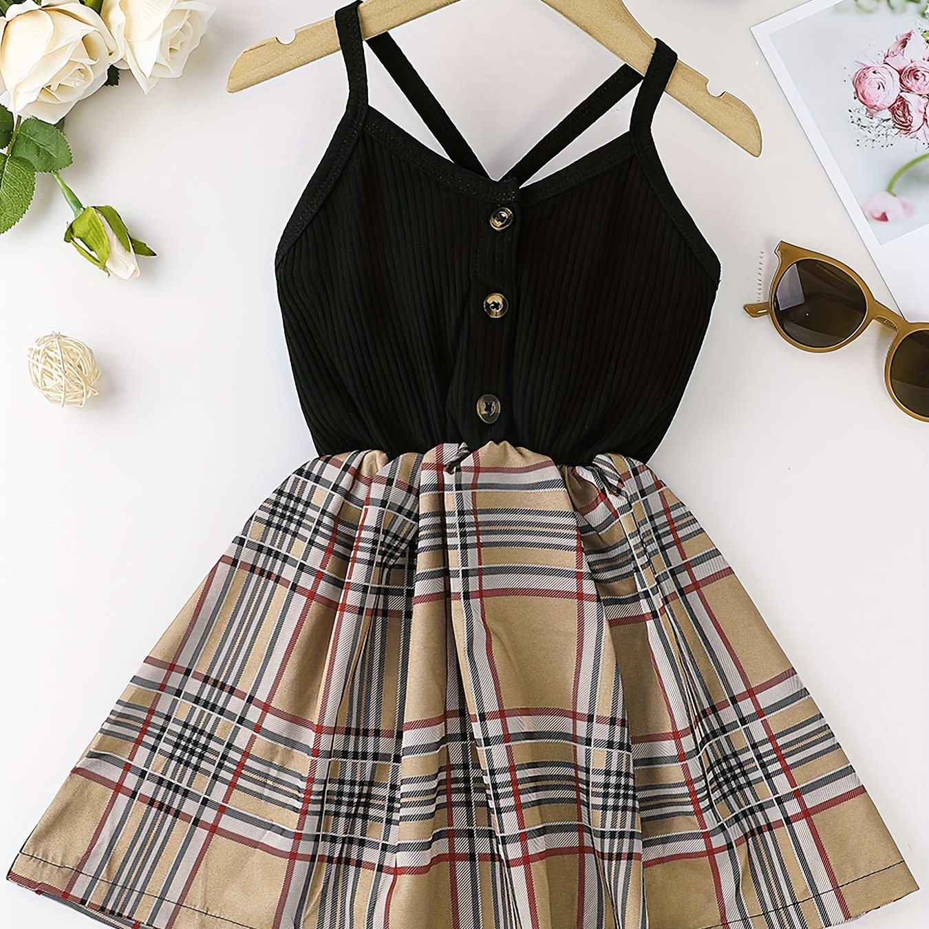 Baby Girls Plaid Sleeveless Cami Dress for Summer