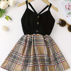 Baby Girls Plaid Sleeveless Cami Dress for Summer