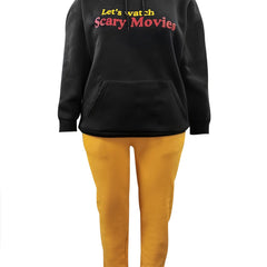 Halloween Gothic Outfits Set Women's Plus Slogan Graphic Print Hoodie