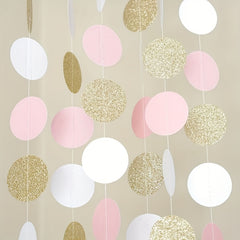 4 Pack Paper Flower Wreaths with Polka Dot Garlands