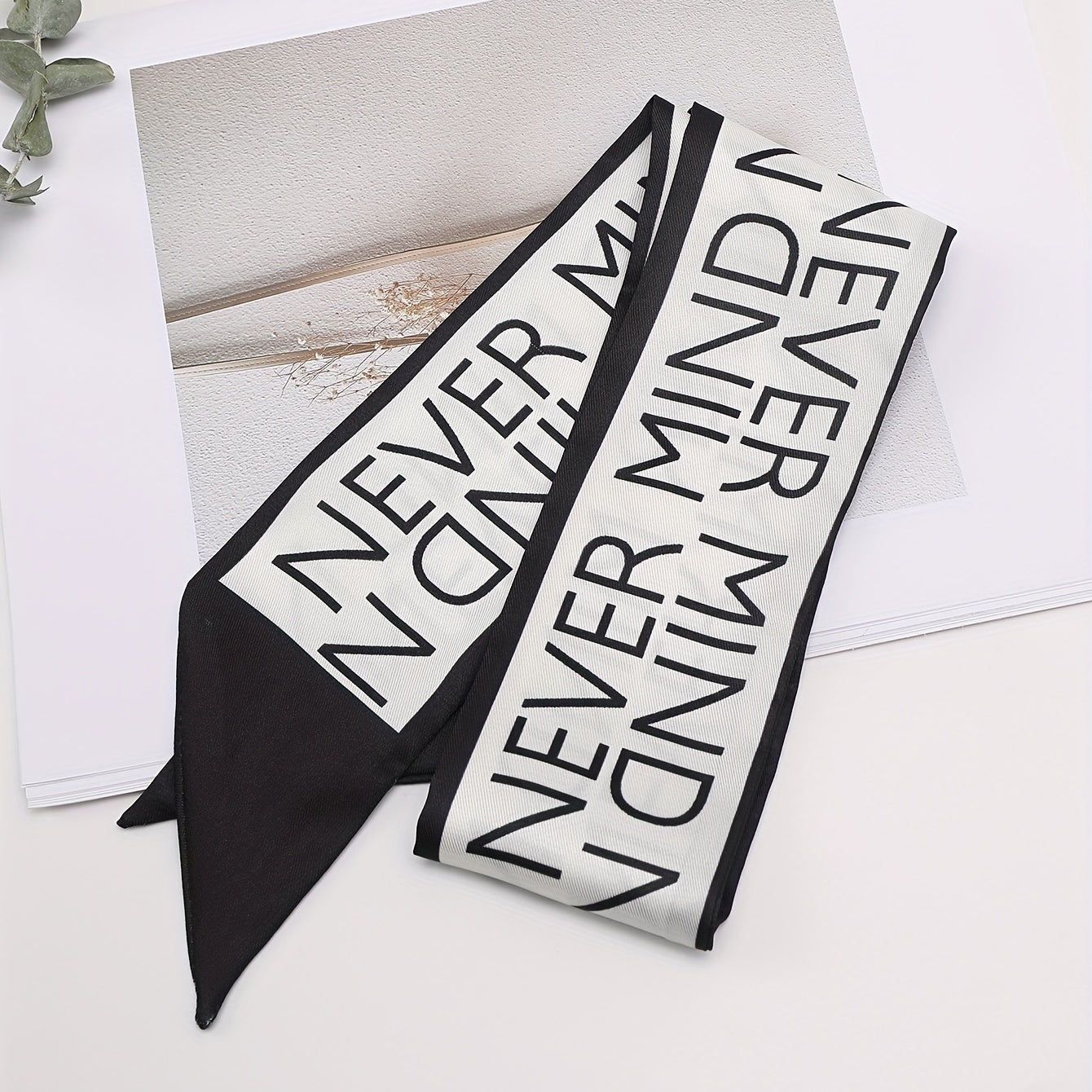 Letter Print Casual Skinny Scarf Long Hair Ribbon Neckerchief