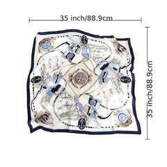Sailboat Print Square Scarf Silk Bandana Head Wrap