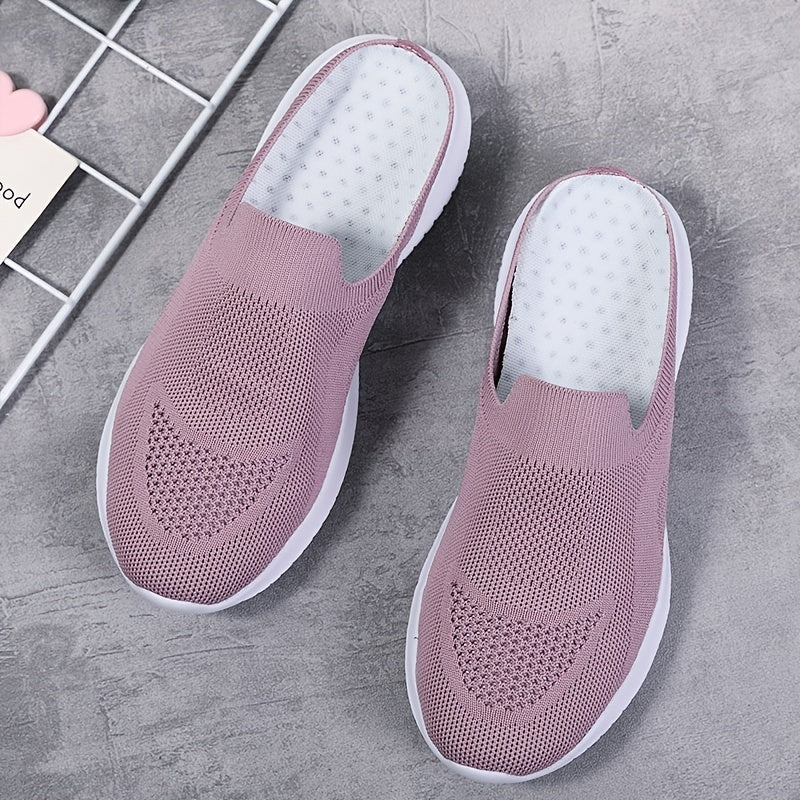 Breathable Anti Slip Knitted Running Shoes Lightweight Backless Slip On Slippers