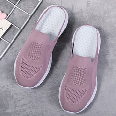 Breathable Anti Slip Knitted Running Shoes Lightweight Backless Slip On Slippers