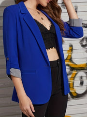 V Neck Pocket Basic Blazer Coat Casual Long Sleeve Loose Blazer