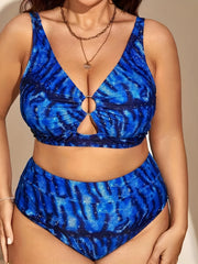 Snake Print Cut Out Bikini Set