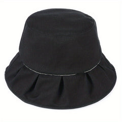 Ruffles Solid Bucket Hat French Style Sunscreen Beach Hats