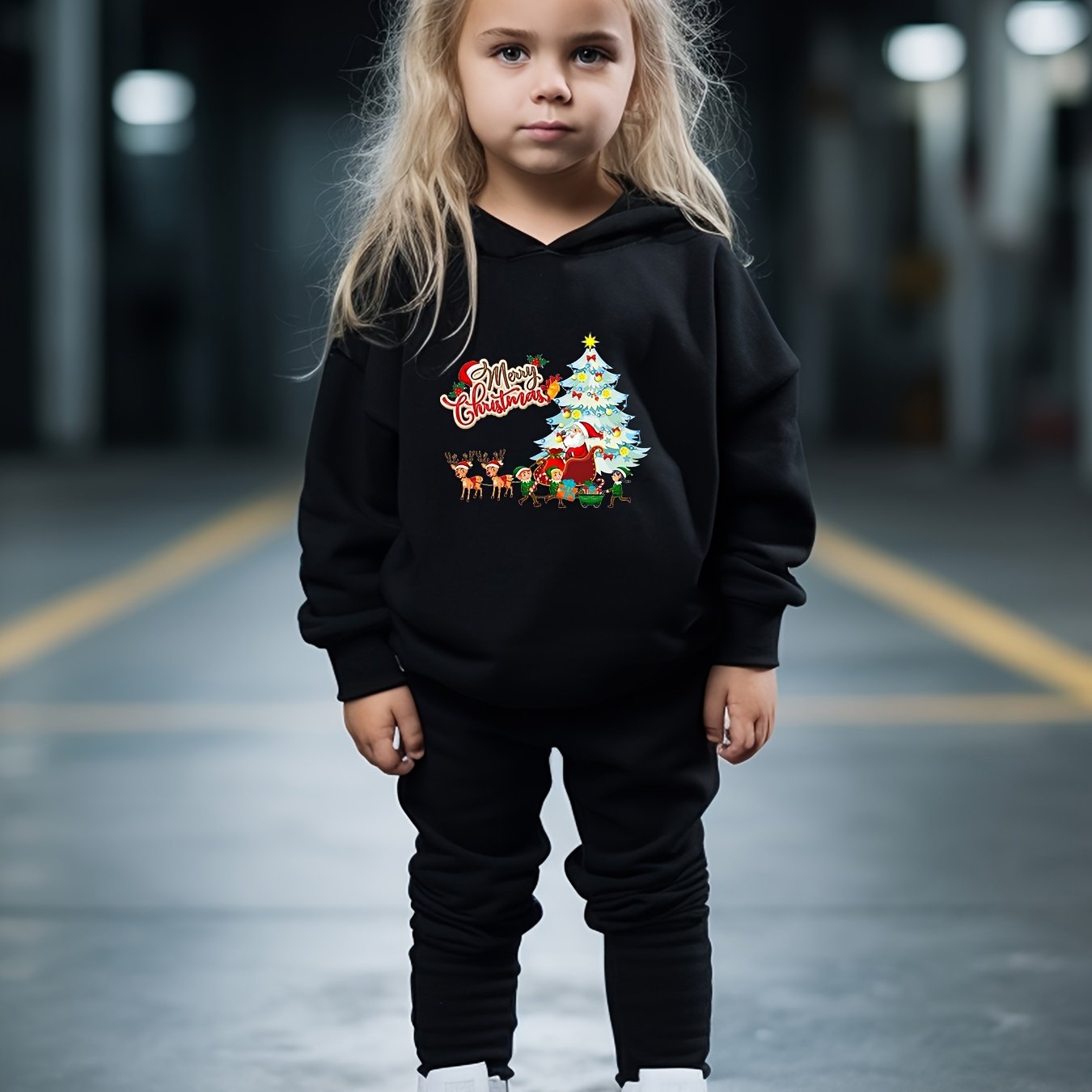 OERYUI 2pcs Christmas Night Print Hoodies Pants Set For Boys Girls