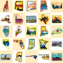 50pcs USA Map Stickers Waterproof for Laptop Water Bottle Phone Skateboard