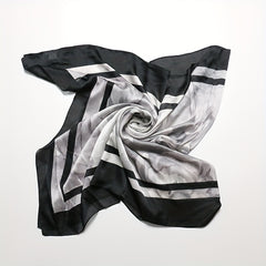 Vintage Flower Print Satin Scarf Shawl for Women