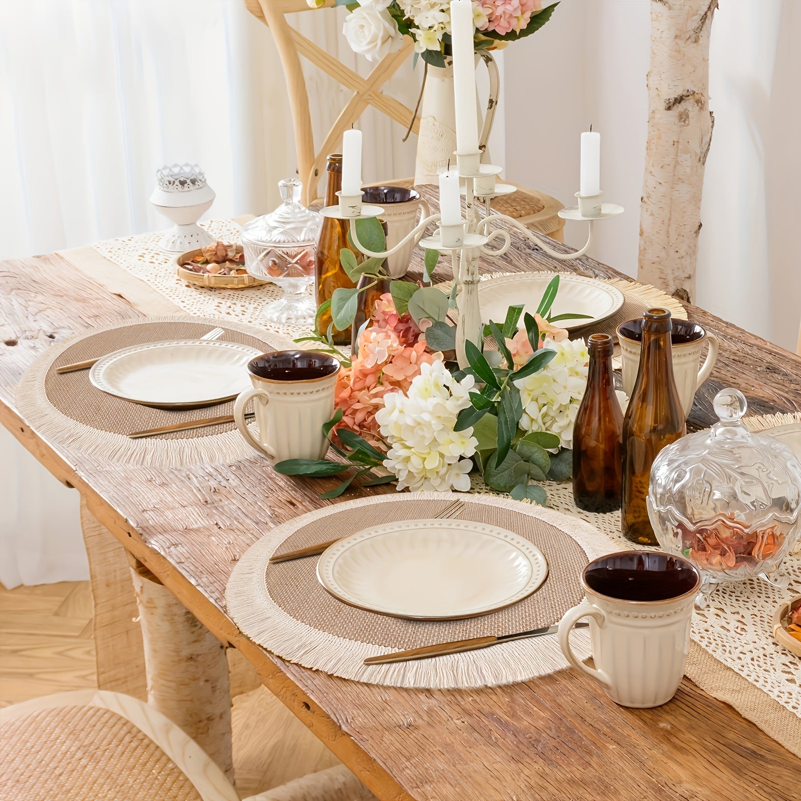 Bohemian Style Round Polyester Coaster Wedding Table Mat