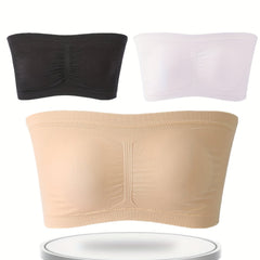 3pcs Strapless Bandeau Bras Seamless Wireless Bra Women's Lingerie