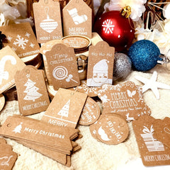 50pcs Santa Claus Labels with Hemp Rope Christmas Tree Ornaments