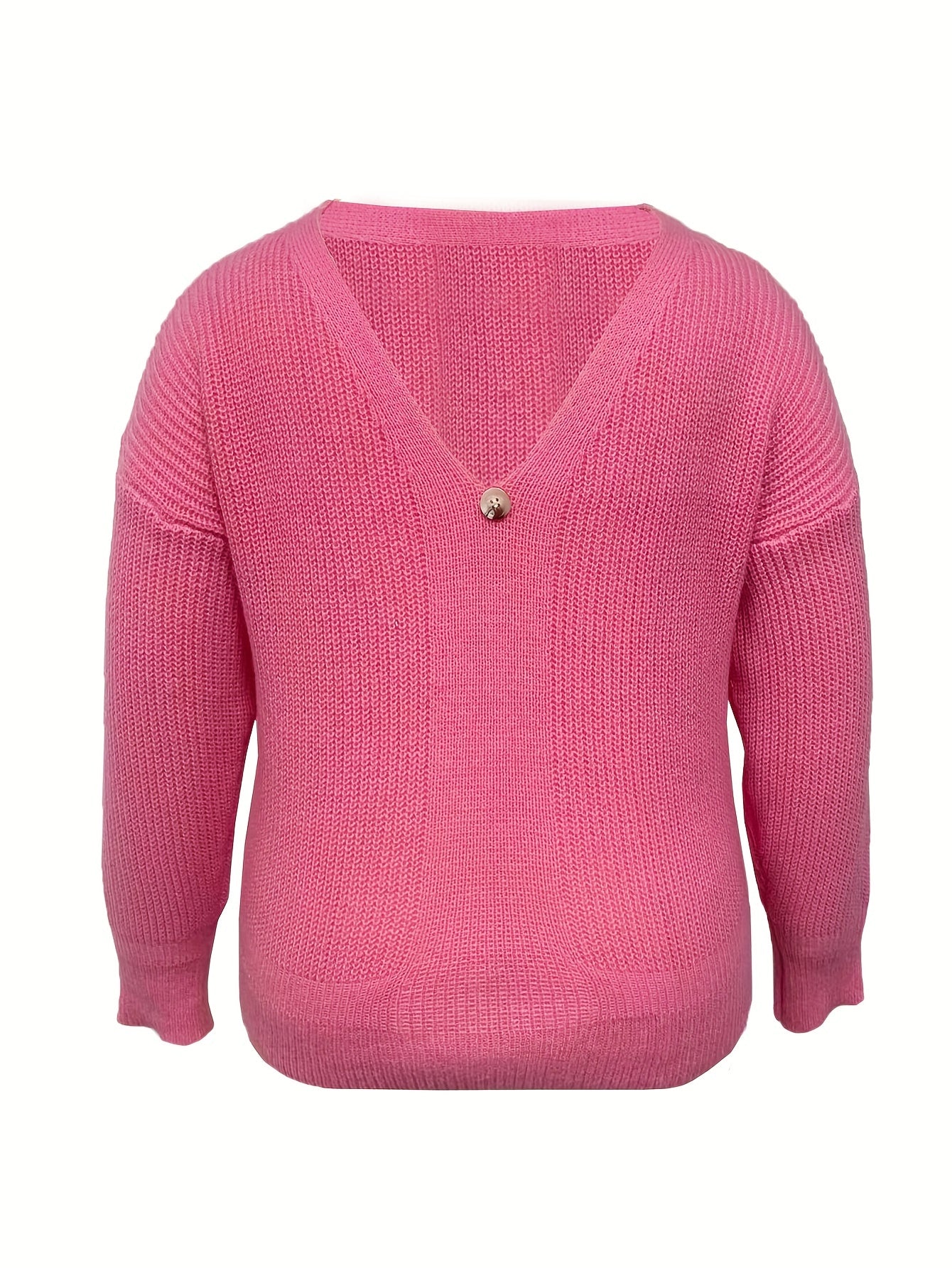 Sexy Sweater V-Back Button Pullover Jumper