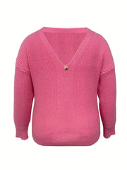 Sexy Sweater V-Back Button Pullover Jumper