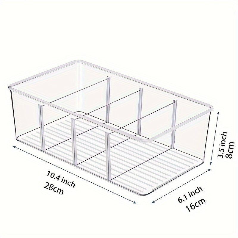 4pcs Divided Storage Box Desktop Convenience Clear