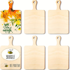 6pcs Mini Wooden Cutting Board Handle Paddle Small Kitchen Serving Board