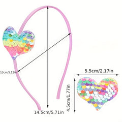 Sequin Heart Hair Clips Hair Hoop for Girls