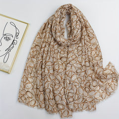Stone Pattern Scarf with Frayed Edge for Women
