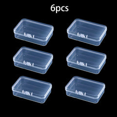 6pcs PP Plastic Transparent Storage Box Rectangular Organizer with Hinged Lid