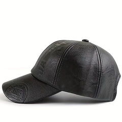 Men's Leather Warm Baseball Cap For Cycling