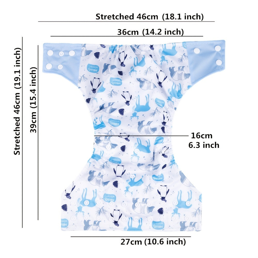 Bamboo Charcoal Baby Boy Cloth Diapers Reusable Animal Print