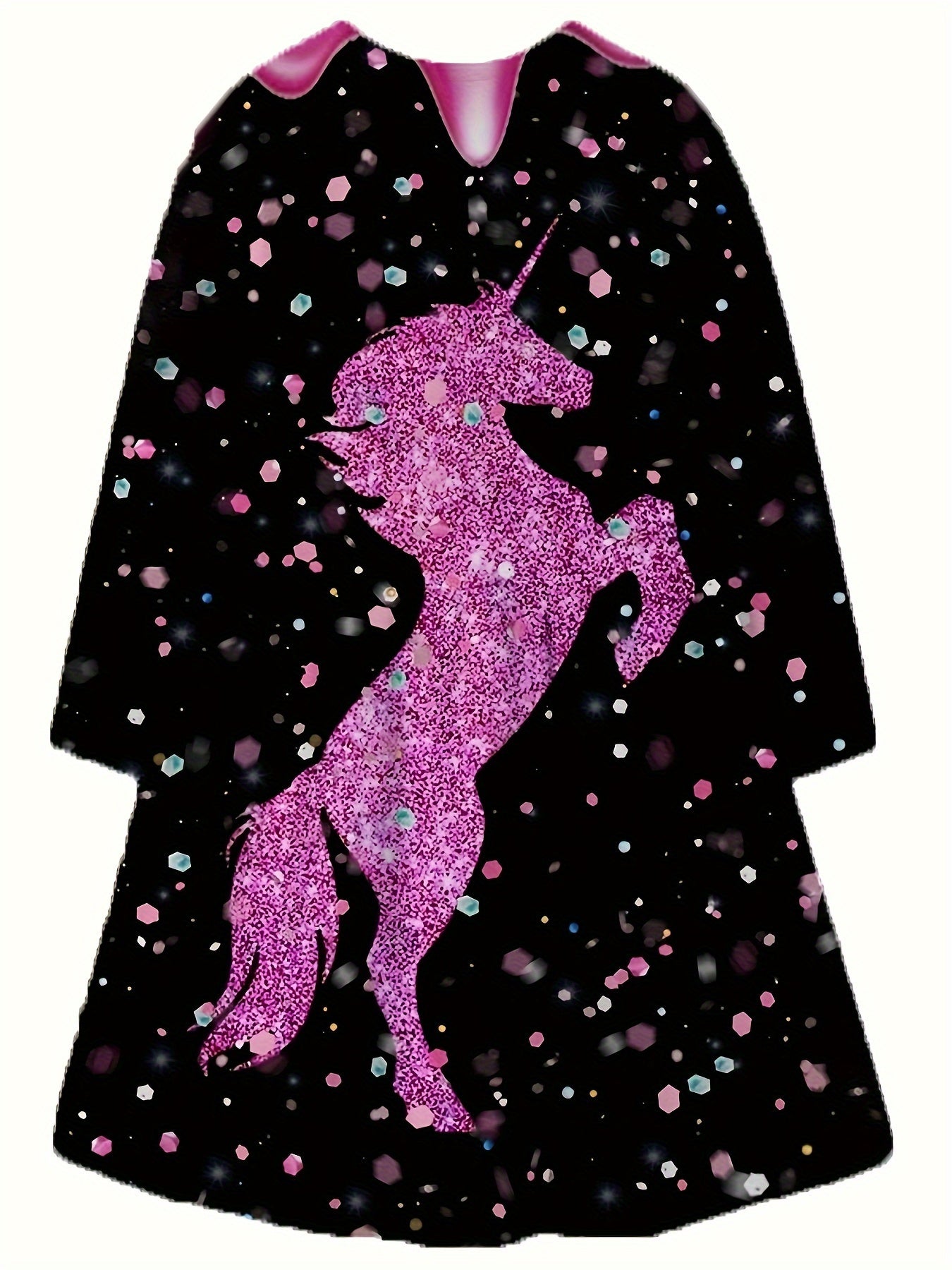 Girls Unicorn Graphic Long Sleeve Dress