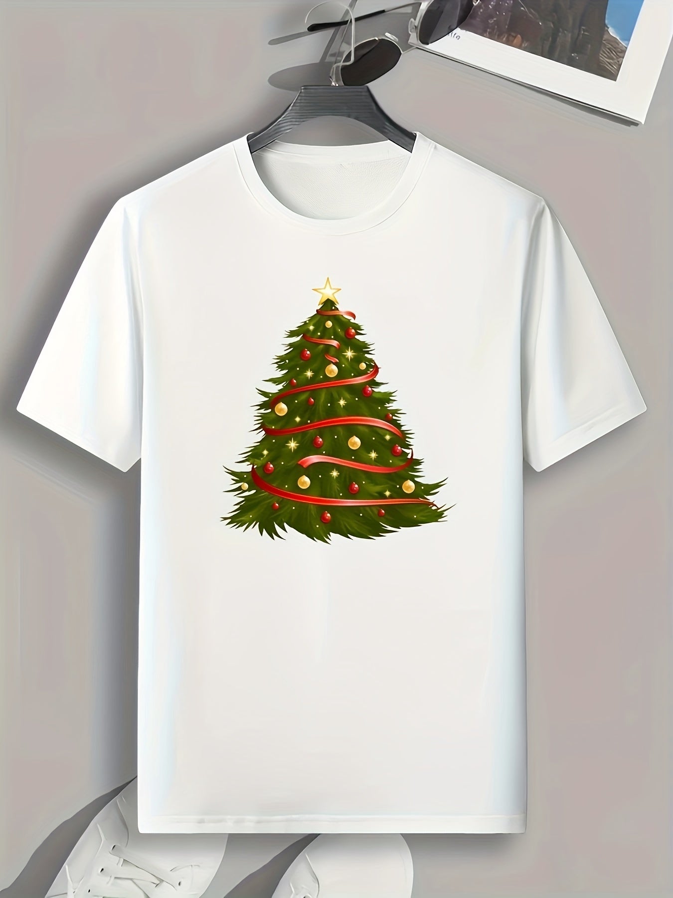 Christmas Tree Print Men's Graphic T-shirt Casual Tee
