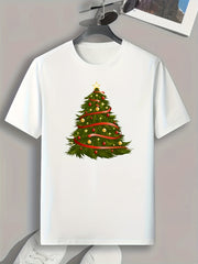 Christmas Tree Print Men's Graphic T-shirt Casual Tee