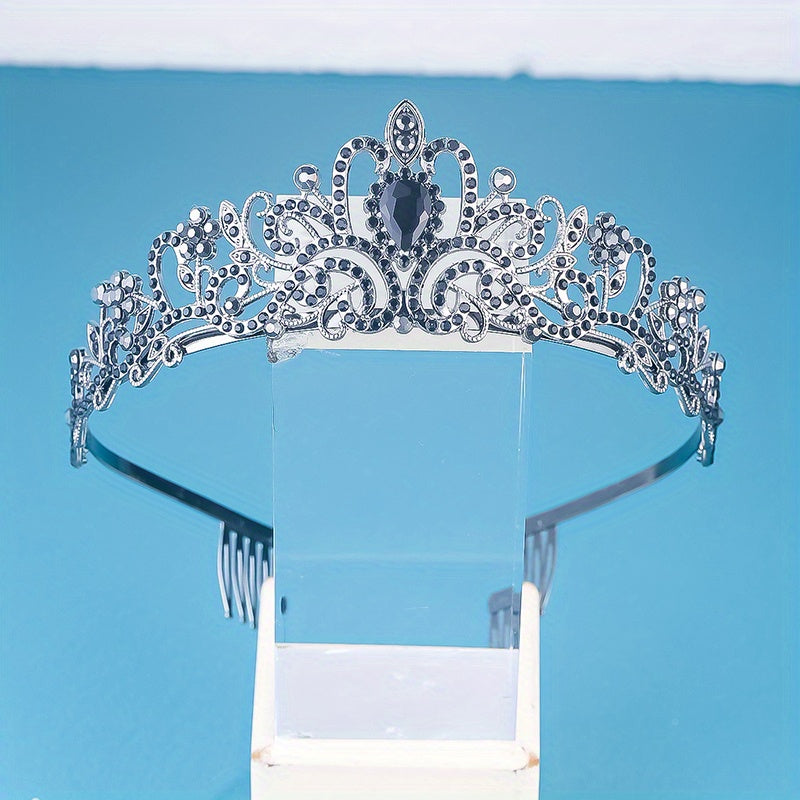 Rhinestone Crown Headband Crystal Hair Band With Comb