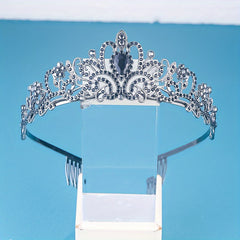 Rhinestone Crown Headband Crystal Hair Band With Comb