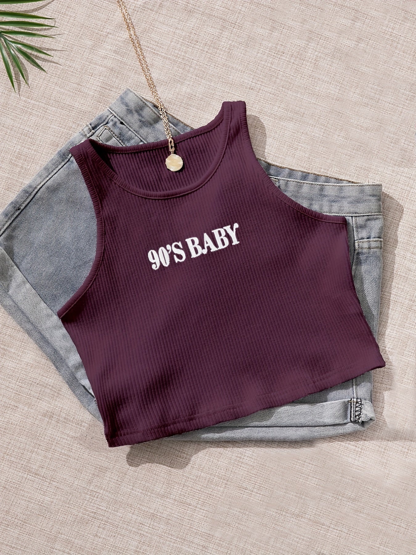 Ribbed Sports Cropped Tank Top Yoga Fitness Sleeveless Top