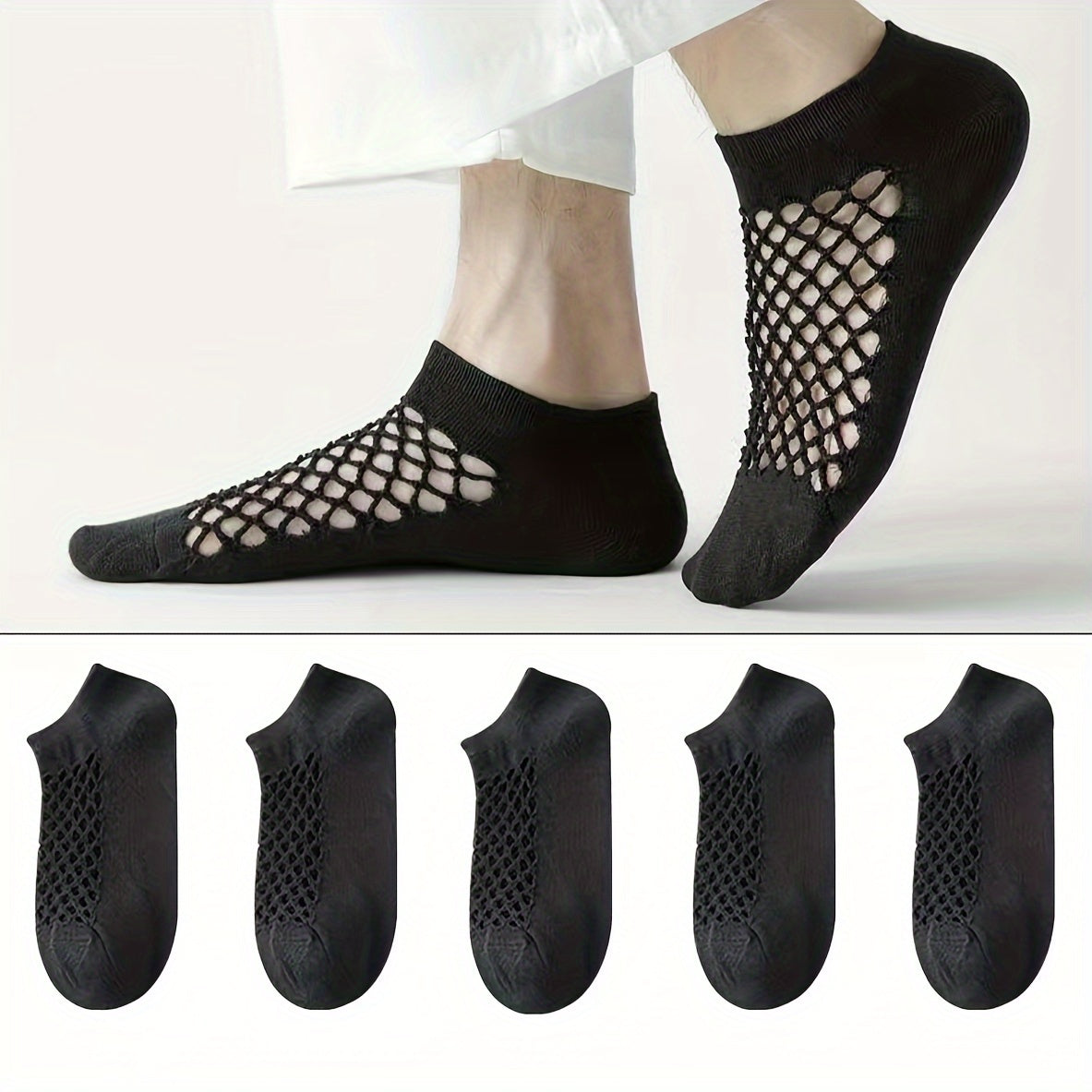 5 Pairs Men's Hollow Out Mesh Low Cut Socks