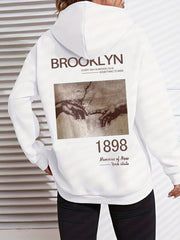Graphic Print Kangaroo Pocket Hoodie Long Sleeve Hoodies