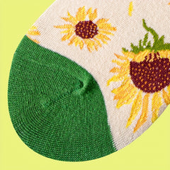 Sunflower Pattern Socks Comfy & Breathable Mid Tube Socks Women's Stockings
